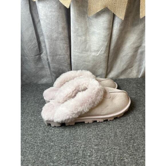 UGG Coquette Suede Signature Logo Detail Cold Weather Slippers, Pink Sz 12 - Picture 3 of 8